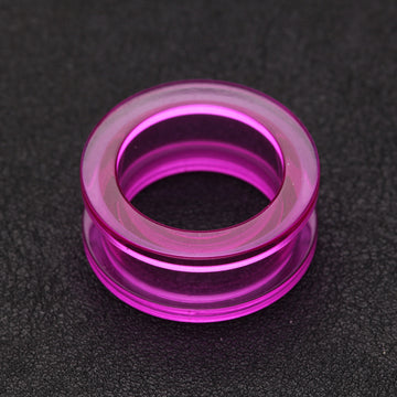 Detail View 1 of A Pair of Basic UV Acrylic Screw-Fit Ear Gauge Tunnel Plug-Purple